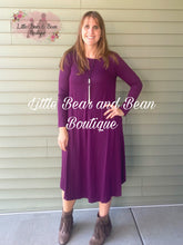 Load image into Gallery viewer, Ladies Zenana Luxe Plum Long Sleeve Pocket Dress Knee Length