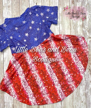 Load image into Gallery viewer, Blue Stars Faux Sequin High-Low Bummie Set