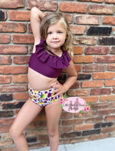 Load image into Gallery viewer, Plum Sunflower 2 Piece Swimsuit