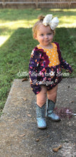 Load image into Gallery viewer, Plum Floral Ruffle Bum Romper