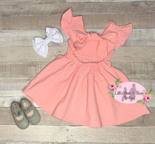 Load image into Gallery viewer, Coral Ruffle Tie Back Linen Dress