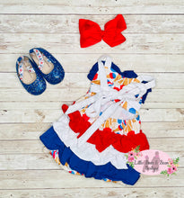 Load image into Gallery viewer, Dark Blue Ice Cream Cone Ruffle Romper