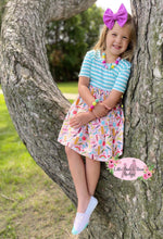 Load image into Gallery viewer, Blue Striped School Supply Dress