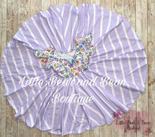 Load image into Gallery viewer, Purple Floral Striped Super Twirl Dress