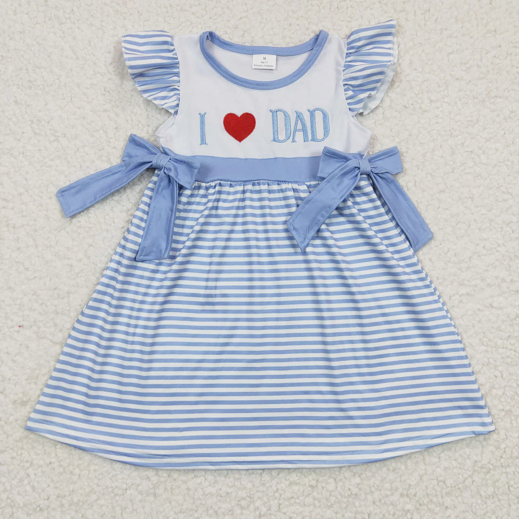 Pre-order RTS from Supplier Embroidery I ❤️ Dad Blue Dress