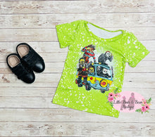 Load image into Gallery viewer, Horror Bus Faux Bleached T-Shirt