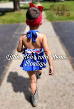 Load image into Gallery viewer, Red, White, and Blue Popsicles Skirted Ruffle 2 Piece Swim Suit