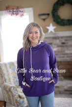 Load image into Gallery viewer, Ladies Purple Hoodie (White Checked Accent)