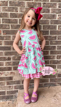 Load image into Gallery viewer, Watermelon Plaid Twirl Dress fruit
