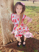 Load image into Gallery viewer, Roses Are Red Triple Ruffle Pinafore Twirl Dress