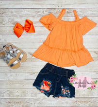 Load image into Gallery viewer, Just Peachy Distressed Short Set fruit