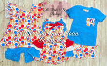 Load image into Gallery viewer, Red, White and Blue Ice Cream Short Set
