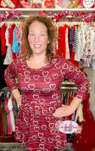 Load image into Gallery viewer, Maroon Scrolling Heart Ladies Tunic