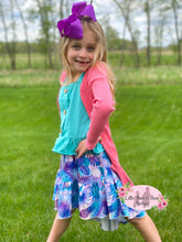 Load image into Gallery viewer, Blue Tropical High Low Skirt w/Crop Top