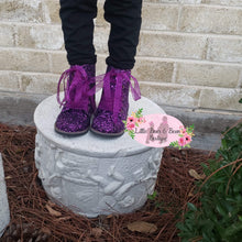 Load image into Gallery viewer, Girls purple glitter shoes