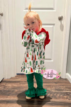 Load image into Gallery viewer, Christmas Tree Bow Back Ruffle Set