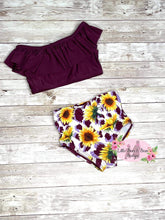 Load image into Gallery viewer, Plum Sunflower 2 Piece Swimsuit