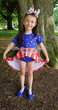 Load image into Gallery viewer, Blue Stars Faux Sequin High-Low Bummie Set