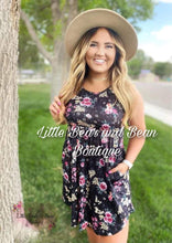 Load image into Gallery viewer, Ladies Sleeveless Black Floral Dress with Pockets