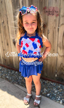 Load image into Gallery viewer, Red, White, and Blue Popsicles Skirted Ruffle 2 Piece Swim Suit