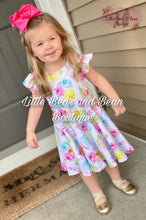 Load image into Gallery viewer, Yellow and Sky Blue Floral Twirl Dress