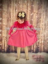 Load image into Gallery viewer, Velvet Star Long Sleeve Dress -Pink