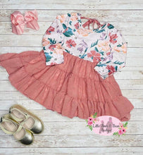 Load image into Gallery viewer, Dusty Rose Long Sleeve Dress - Swiss Dot Bottom