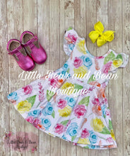 Load image into Gallery viewer, Yellow and Sky Blue Floral Twirl Dress