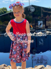 Load image into Gallery viewer, Red, White and Blue Boom Town Twirl Dress