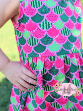 Load image into Gallery viewer, Watermelon Mermaid Scales Sleeveless Peplum Set