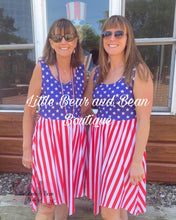 Load image into Gallery viewer, Mommy and Me Star Spangled Handkerchief Hem Dress Ladies