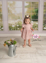 Load image into Gallery viewer, Dusty Rose Pom Pom Lace Dress