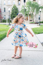 Load image into Gallery viewer, Orange & Sky Blue Floral Dress