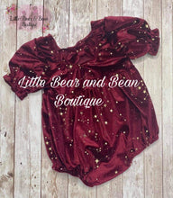 Load image into Gallery viewer, Velvet Star Romper Wine