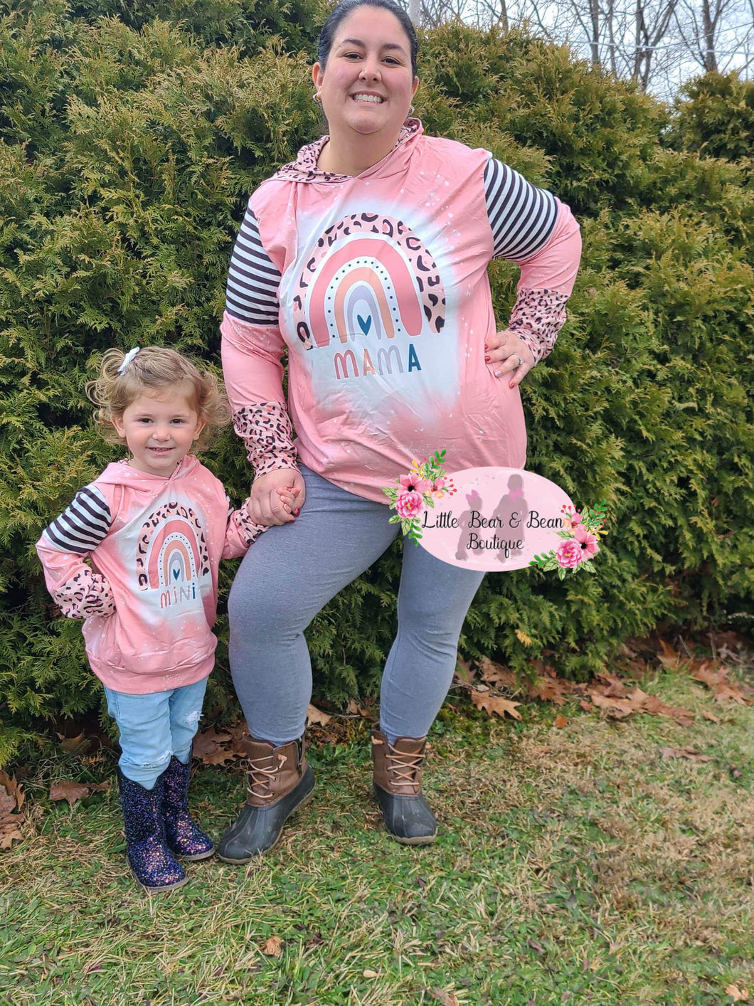 Mommy and Me - “Mama” Rainbow Animal Print Ladies Hoodie