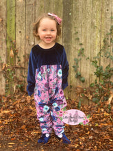 Load image into Gallery viewer, Blue Velvet Floral Alley Cat Romper