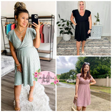 Load image into Gallery viewer, Ladies Ruffle Sleeve Eyelet Dress with Pockets- 3 Colors