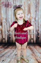 Load image into Gallery viewer, Velvet Star Romper Wine