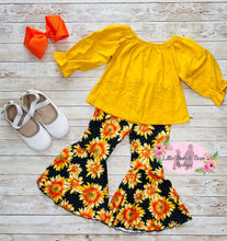 Load image into Gallery viewer, Mustard top Set Sunflower belles