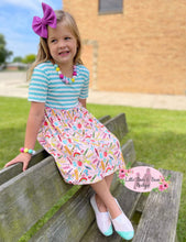 Load image into Gallery viewer, Blue Striped School Supply Dress