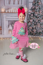 Load image into Gallery viewer, Pink Stripe Long Sleeve Tree Dress With Accessories