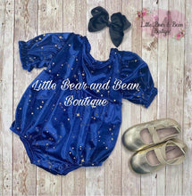Load image into Gallery viewer, Velvet Star Romper Sapphire