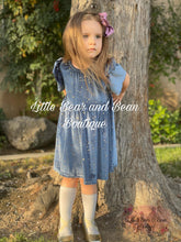 Load image into Gallery viewer, Velvet Star Short Sleeve Dress -Slate Blue