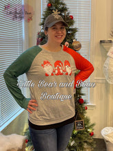 Load image into Gallery viewer, Ladies Gnome Red and Green Long Sleeve Top