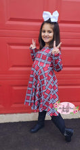 Load image into Gallery viewer, Black and Red Plaid Long Sleeve Dress

