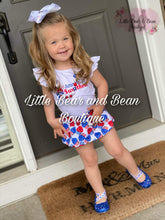 Load image into Gallery viewer, Red, White and Blue American Sweetheart Cupcake Skirted Bummie Set