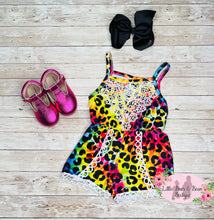 Load image into Gallery viewer, Neon Leopard Lace Romper