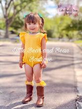 Load image into Gallery viewer, Yellow Ruffle Butt Romper