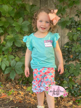 Load image into Gallery viewer, “Hello I’m A Mermaid” Ruffle Shorts Set