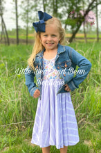 Load image into Gallery viewer, Purple Floral Striped Super Twirl Dress